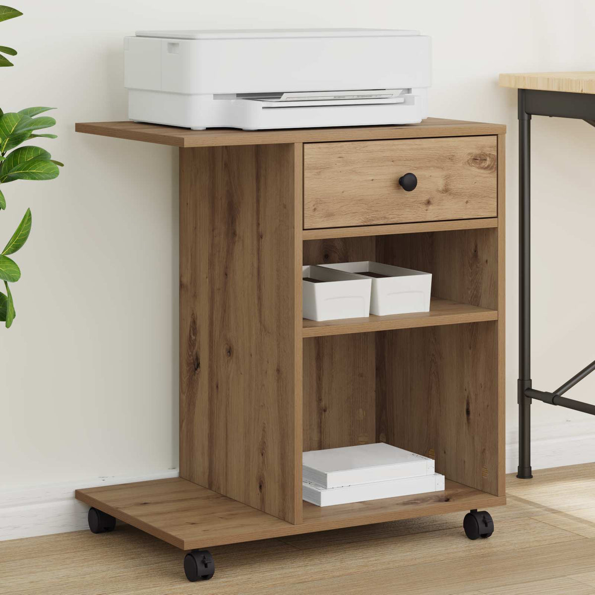 Printerstand Artisan-eg 60 x 40 x 68,5 cm Konstrueret træ