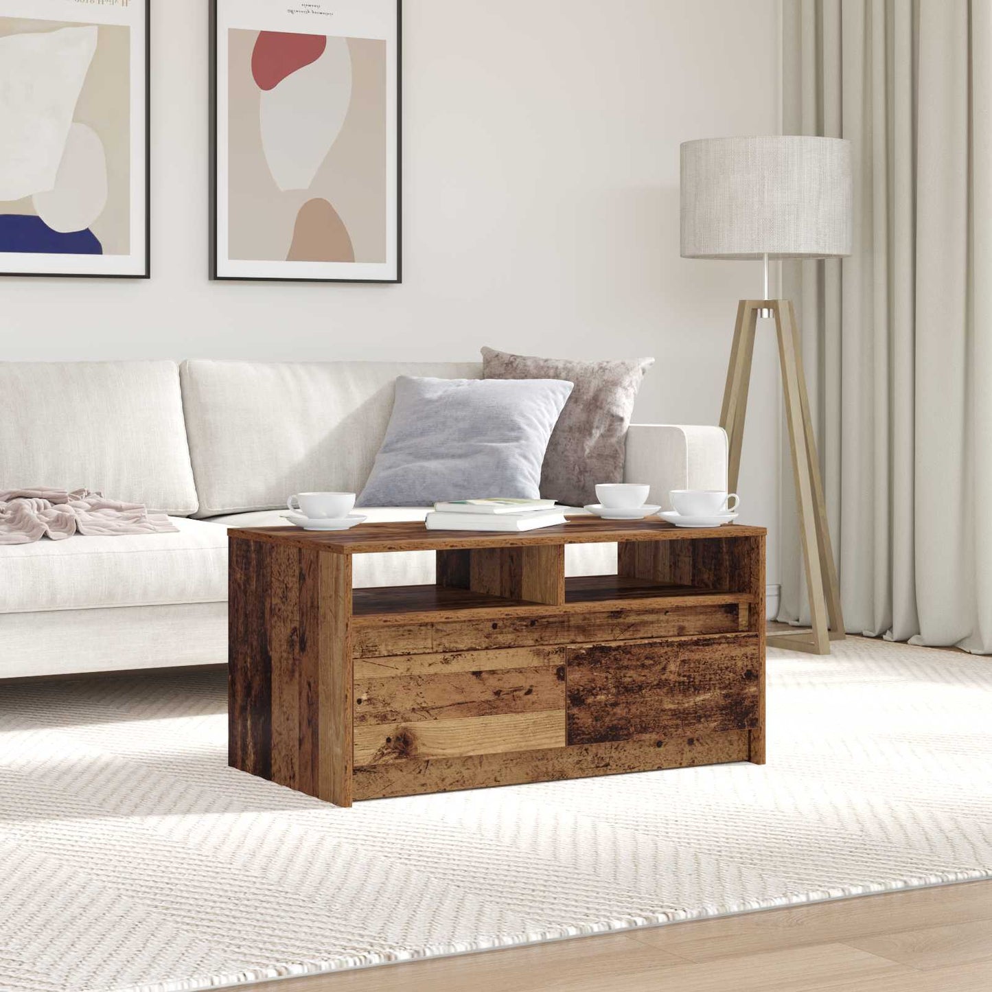 Sofabord Gammelt træ 90 x 50 x 45 cm Konstrueret træ