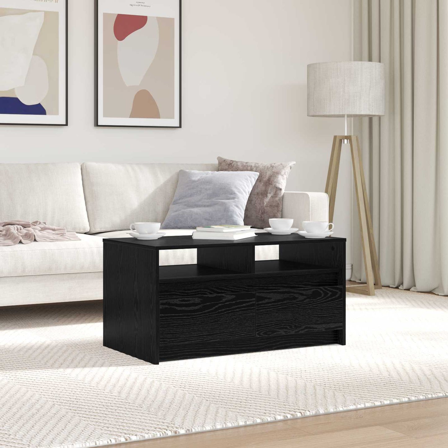Sofabord Sort eg 90 x 50 x 45 cm Konstrueret træ