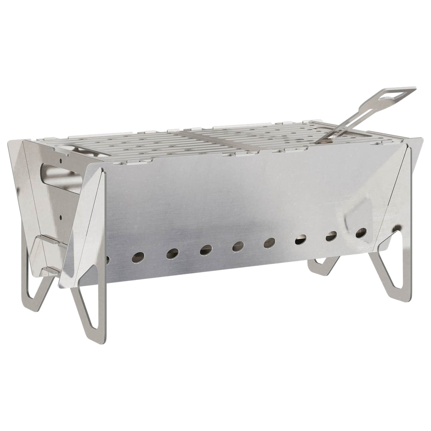 Camping bålplads 42 x 22 x 18 cm Rustfrit stål Sølv