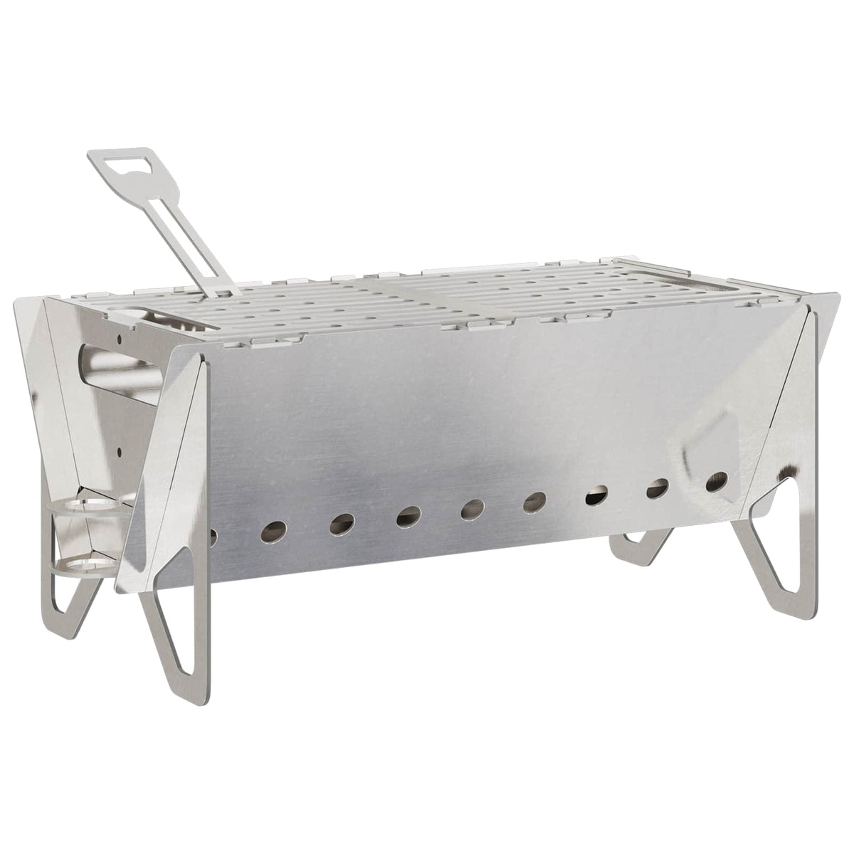 Camping bålplads 42 x 22 x 18 cm Rustfrit stål Sølv