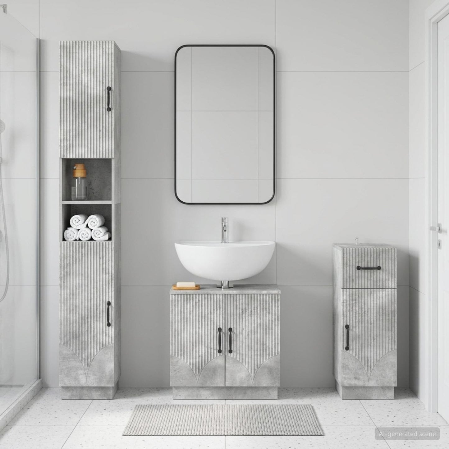 3-delt badeværelses skab sæt HOORN Konstrueret træ
