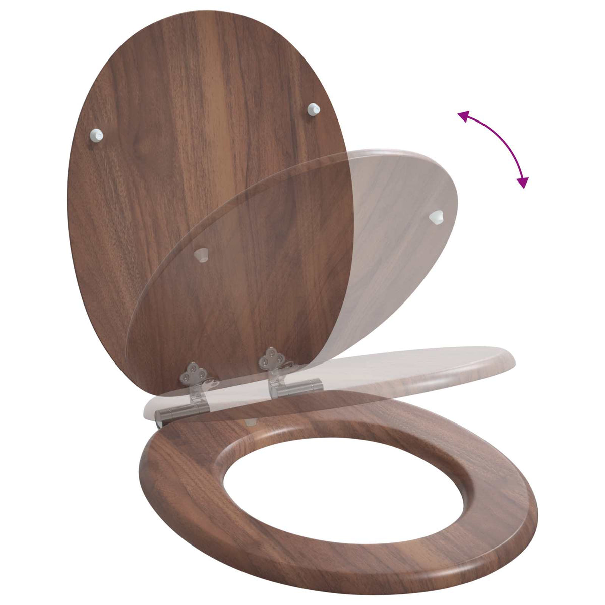 Blødt lukket toiletbræt Brun 44 x 38 cm MDF plade