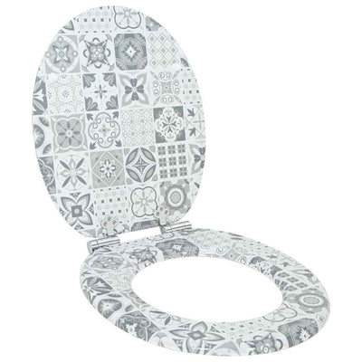 Blødt lukket toiletbræt Blå og Hvid Porcelæn 44 x 38 cm