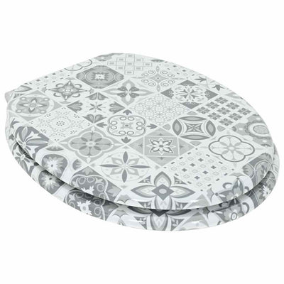 Blødt lukket toiletbræt Blå og Hvid Porcelæn 44 x 38 cm