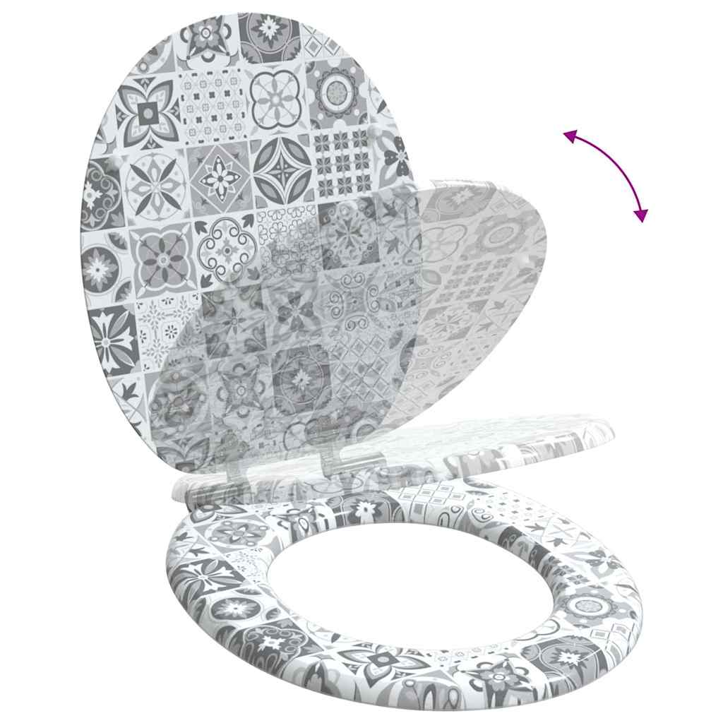 Toilet sæde Blå og Hvid Porcelæn 44 x 38 cm Konstrueret træ