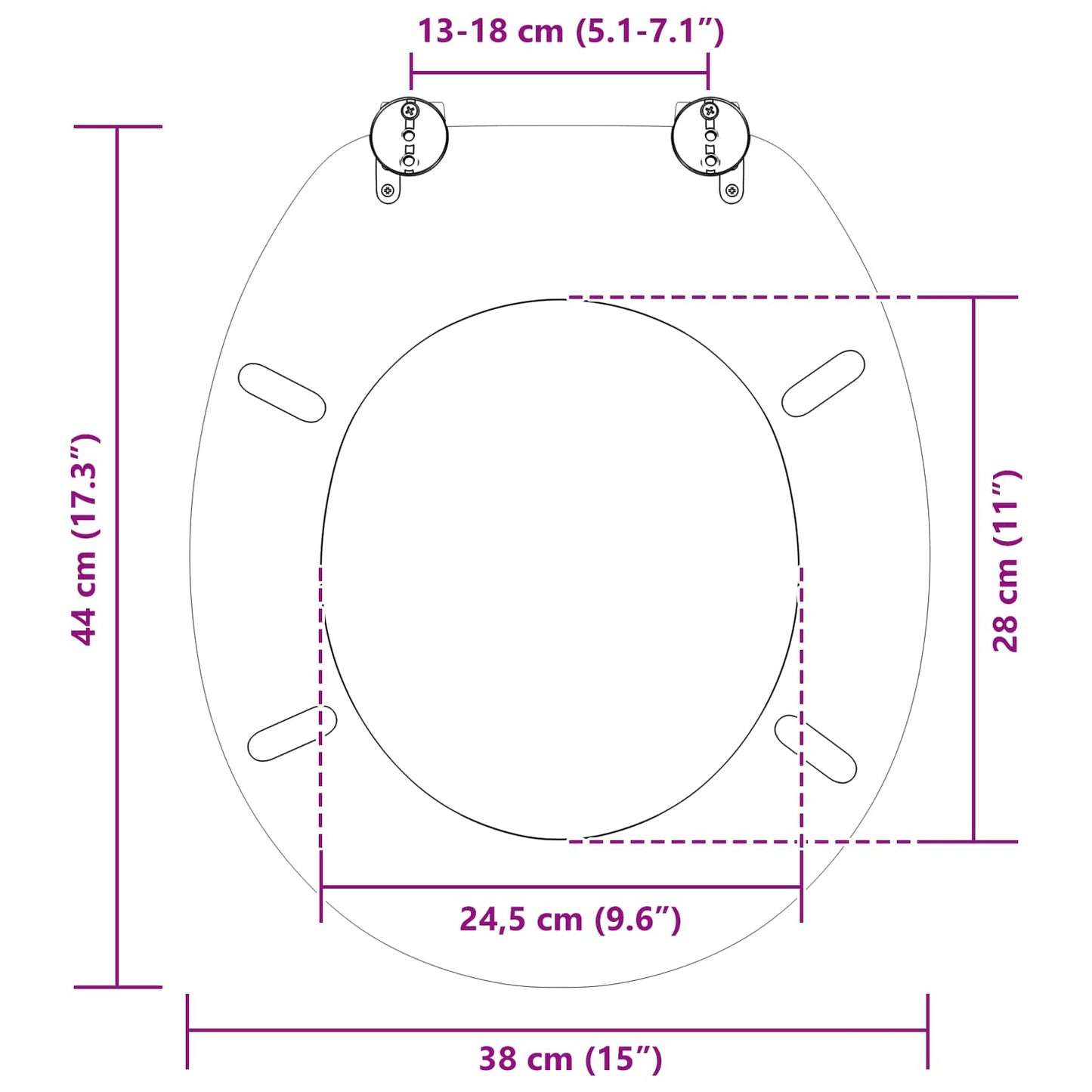 Blødt lukket toiletbræt Lys blå 44 x 38 cm MDF plade