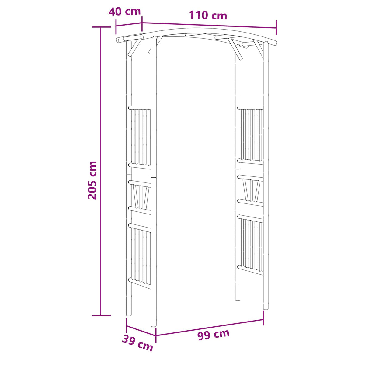 Havebue Naturfarvet 110 x 40 x 205 cm Bambus