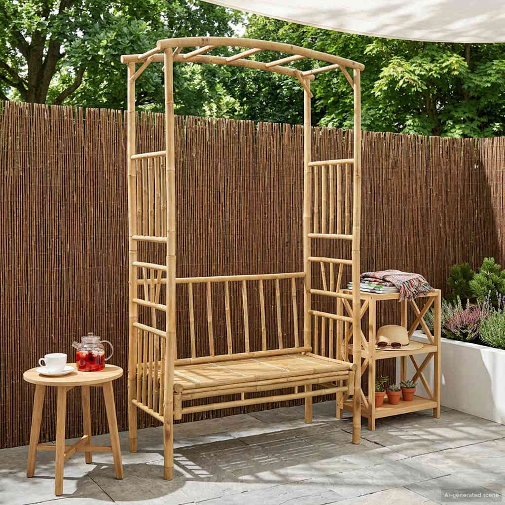 Havebue med Bænk 115 x 50 x 205 cm Bambus