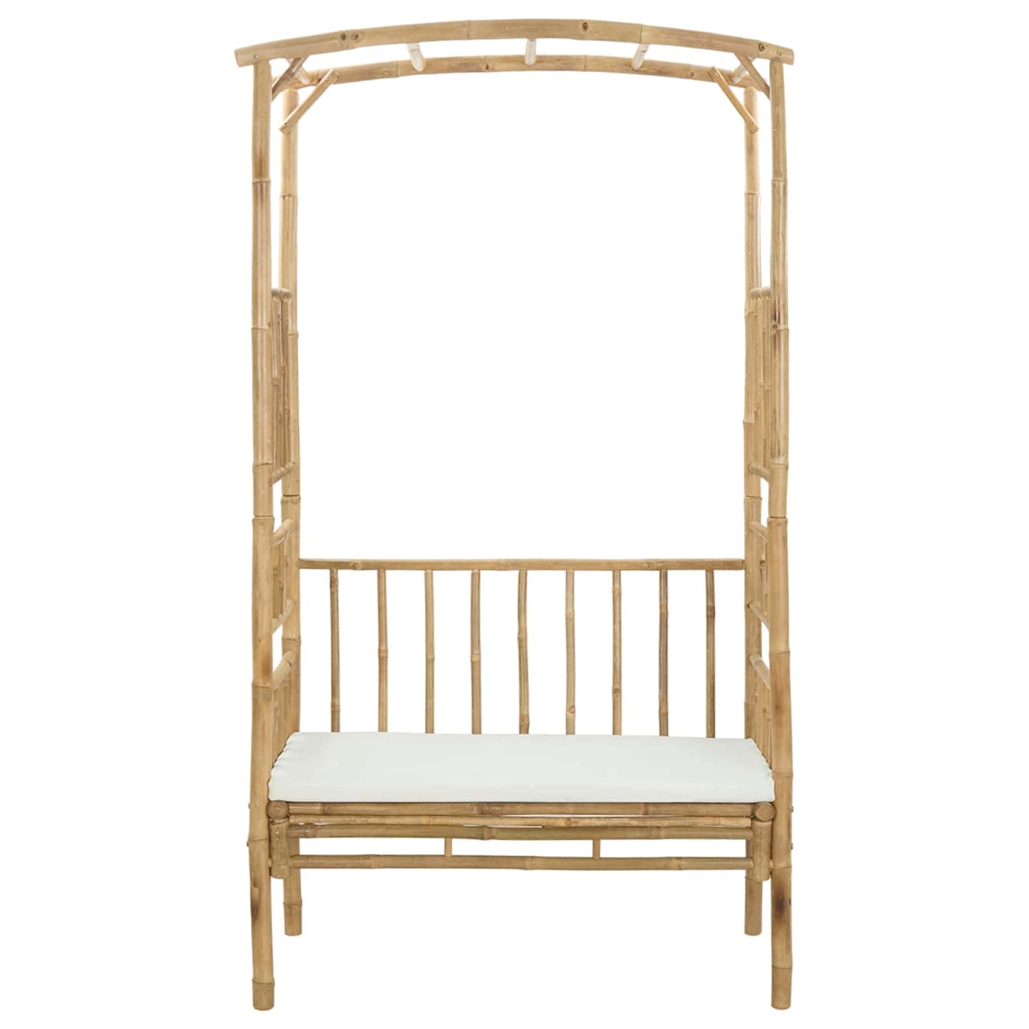 Havebue med Bænk Cremehvid 115 x 50 x 205 cm Bambus
