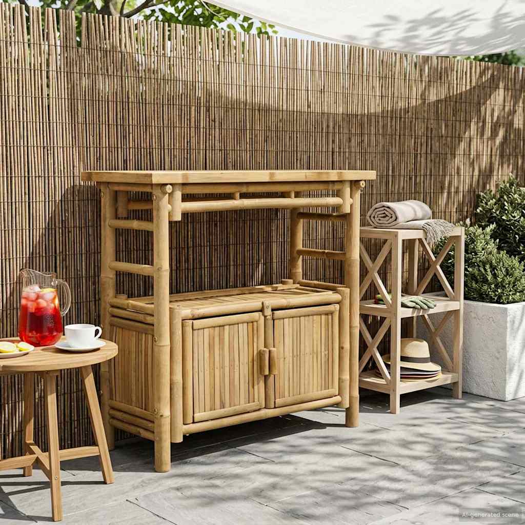 Konsolbord med hylde med dør Naturfarvet 80 x 35 x 75 cm Bambus