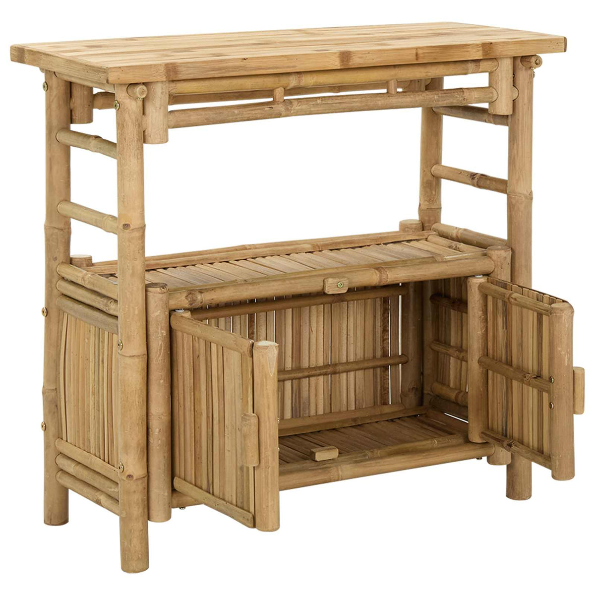 Konsolbord med hylde med dør Naturfarvet 80 x 35 x 75 cm Bambus