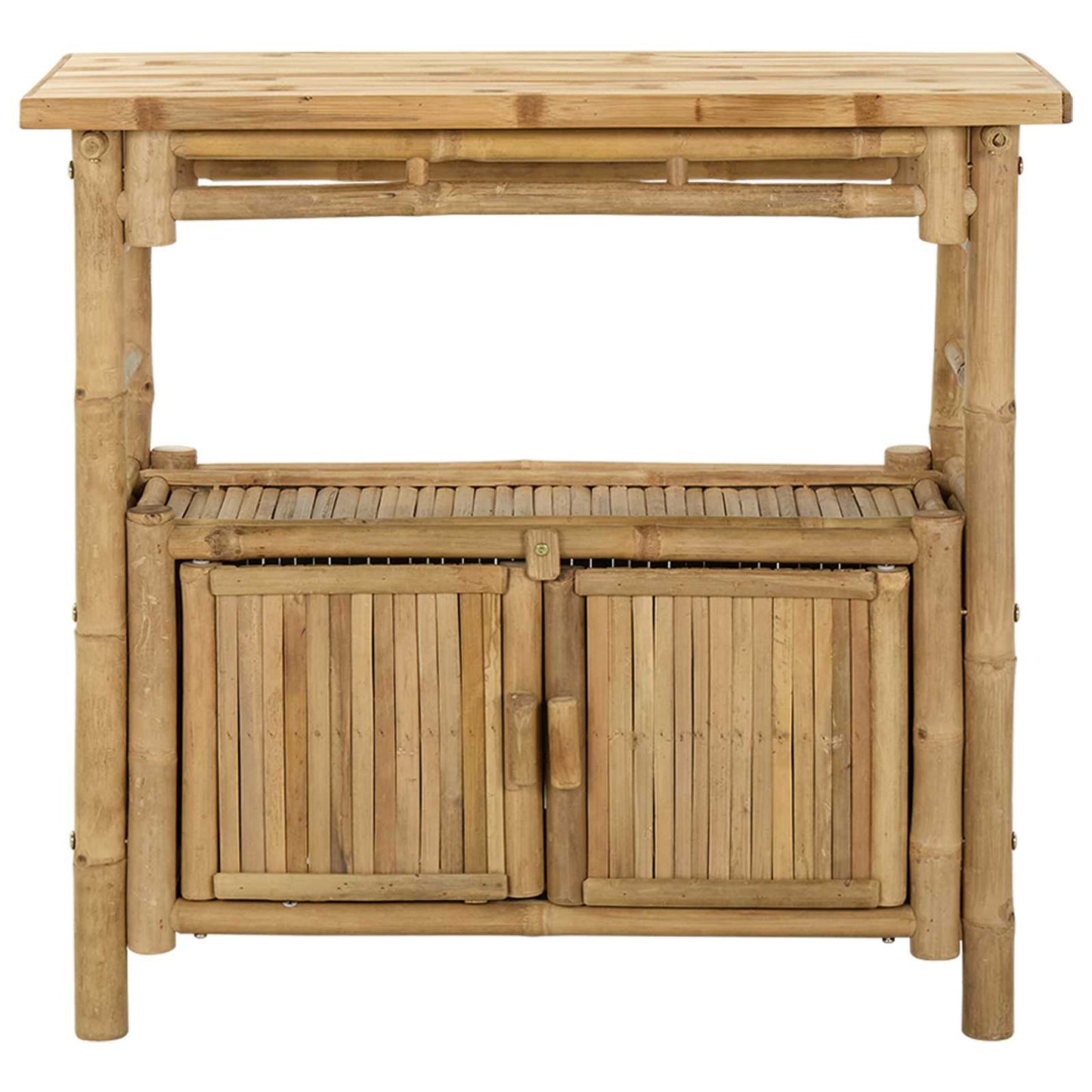 Konsolbord med hylde med dør Naturfarvet 80 x 35 x 75 cm Bambus