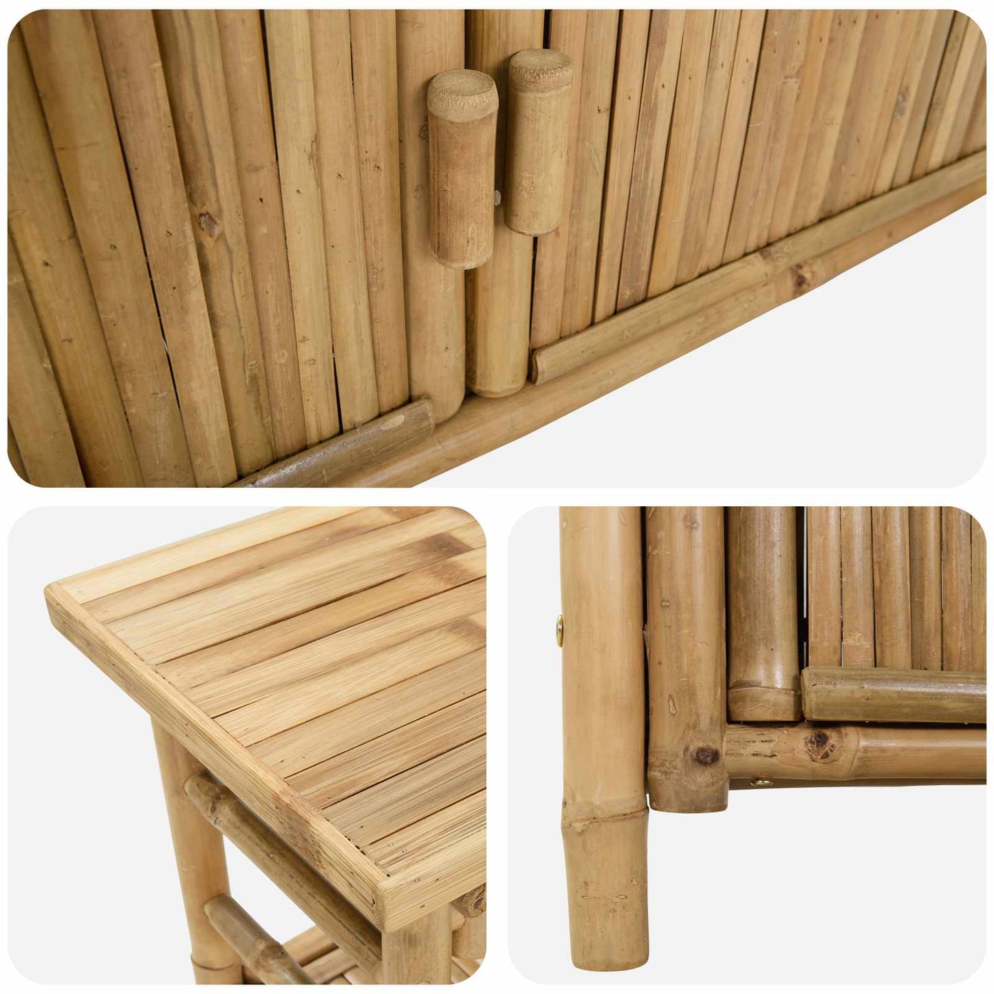Konsolbord med hylde Naturfarvet 110 x 35 x 75 cm Bambus