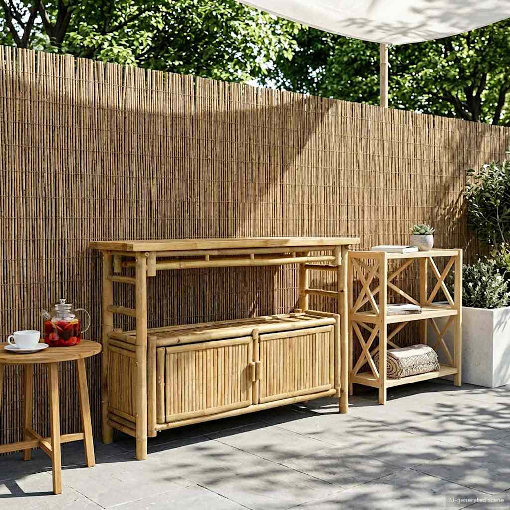 Konsolbord med hylde Naturfarvet 110 x 35 x 75 cm Bambus