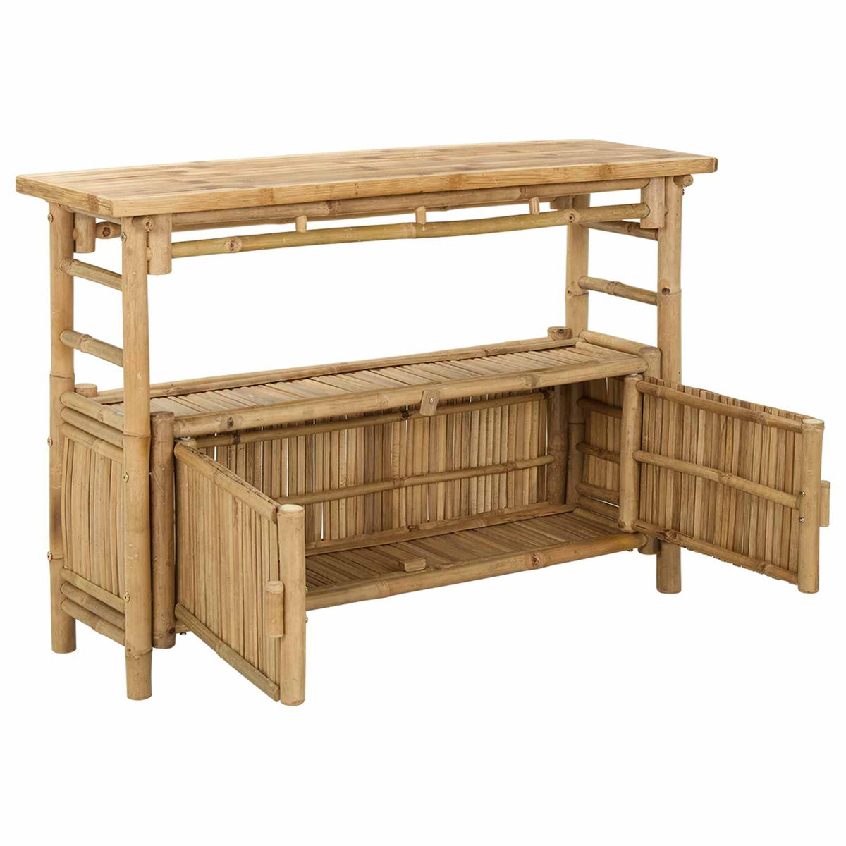 Konsolbord med hylde Naturfarvet 110 x 35 x 75 cm Bambus