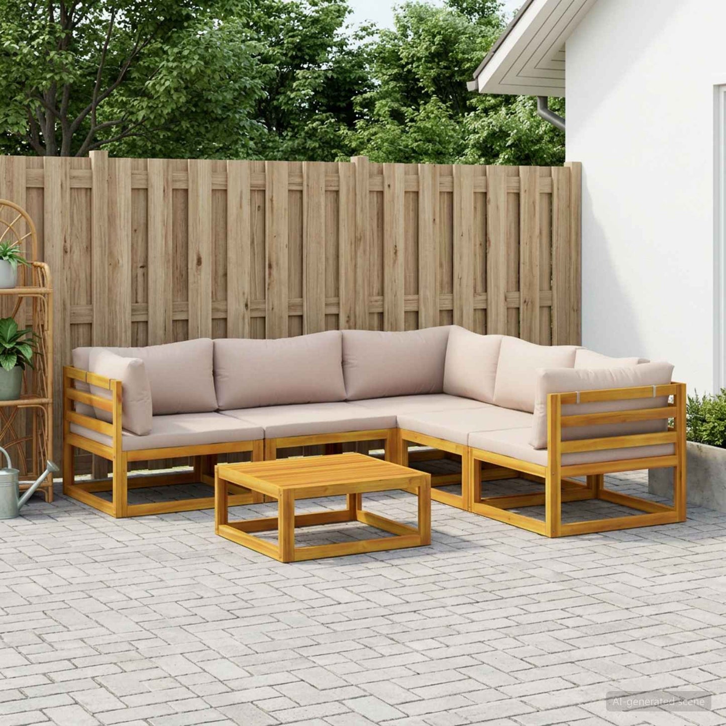 Sofa Sæt 6 stk. Naturfarvet Massivt Akacietræ