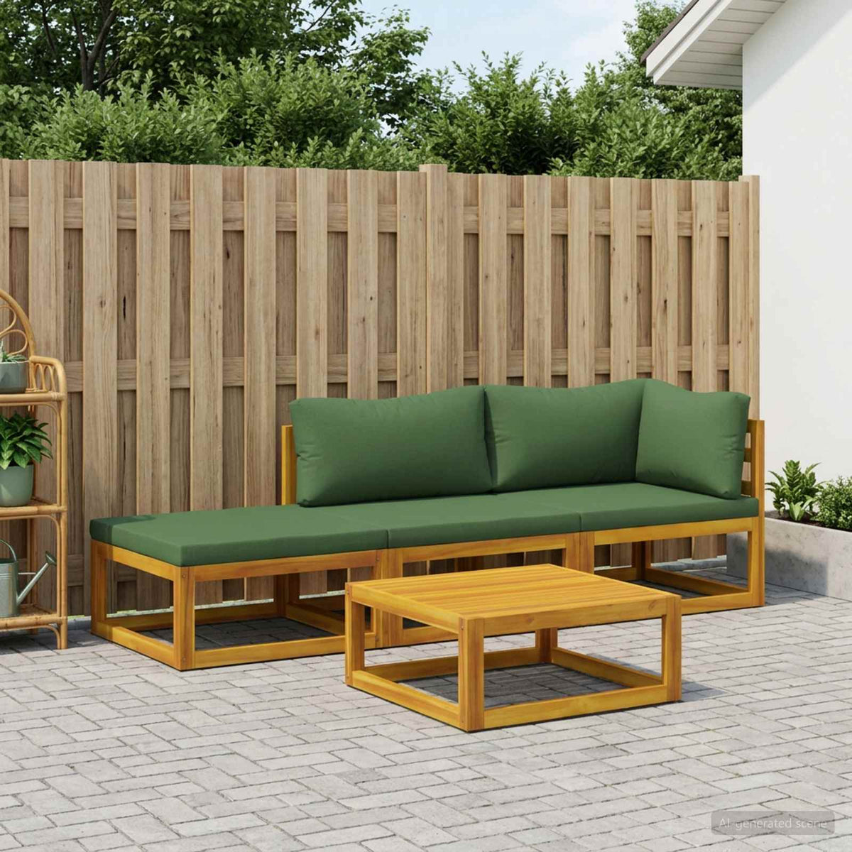 Sofa Sæt 4 stk. Naturfarvet Massivt Akacietræ