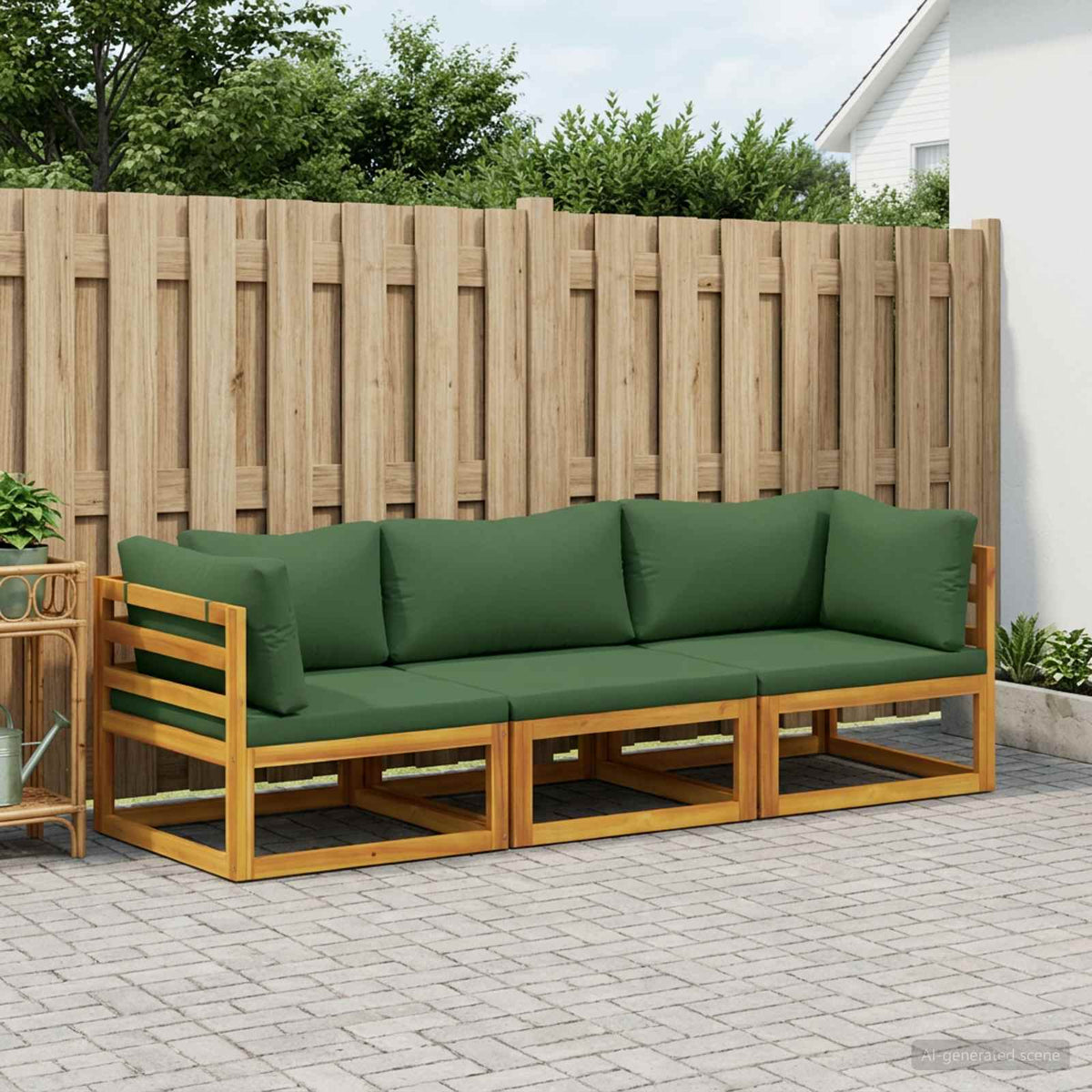 Sofa Sæt 3 stk. Naturfarvet Massivt Akacietræ