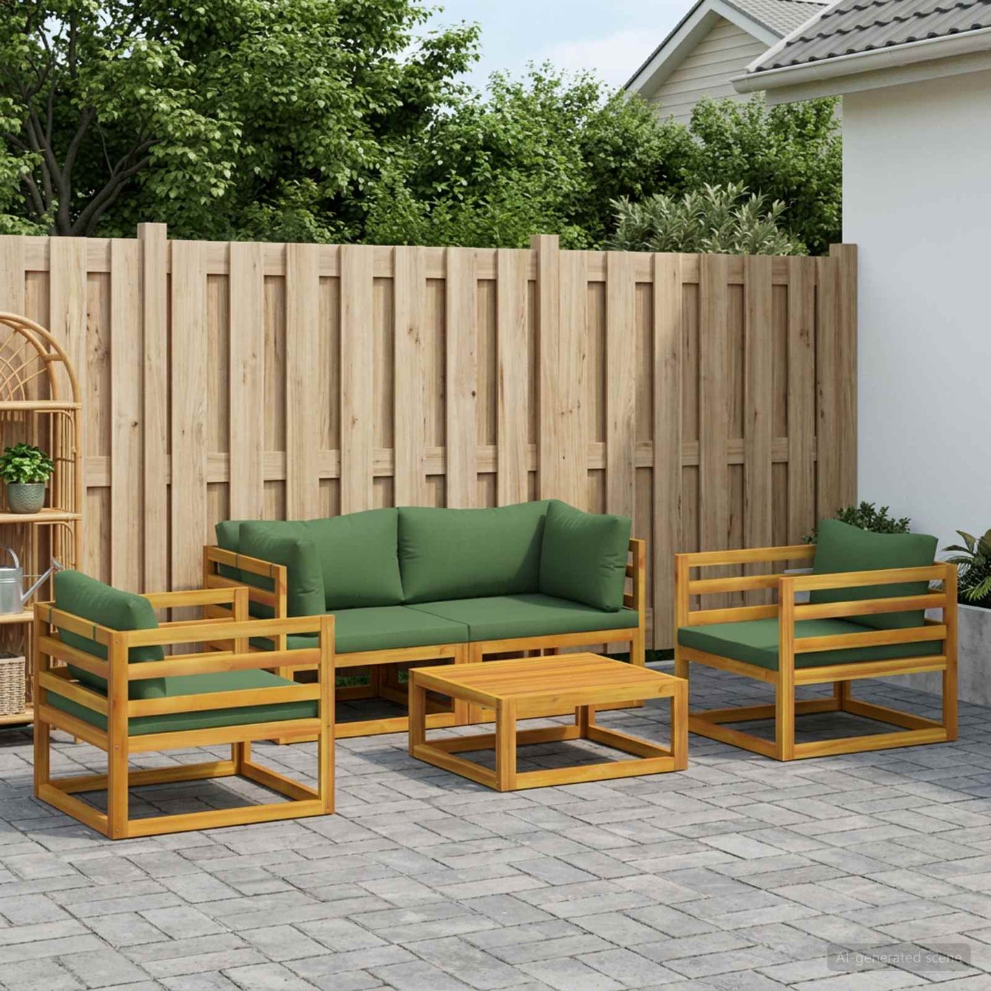 5-delt Have Lounge Sæt Modular Naturfarvet Massivt Akacietræ