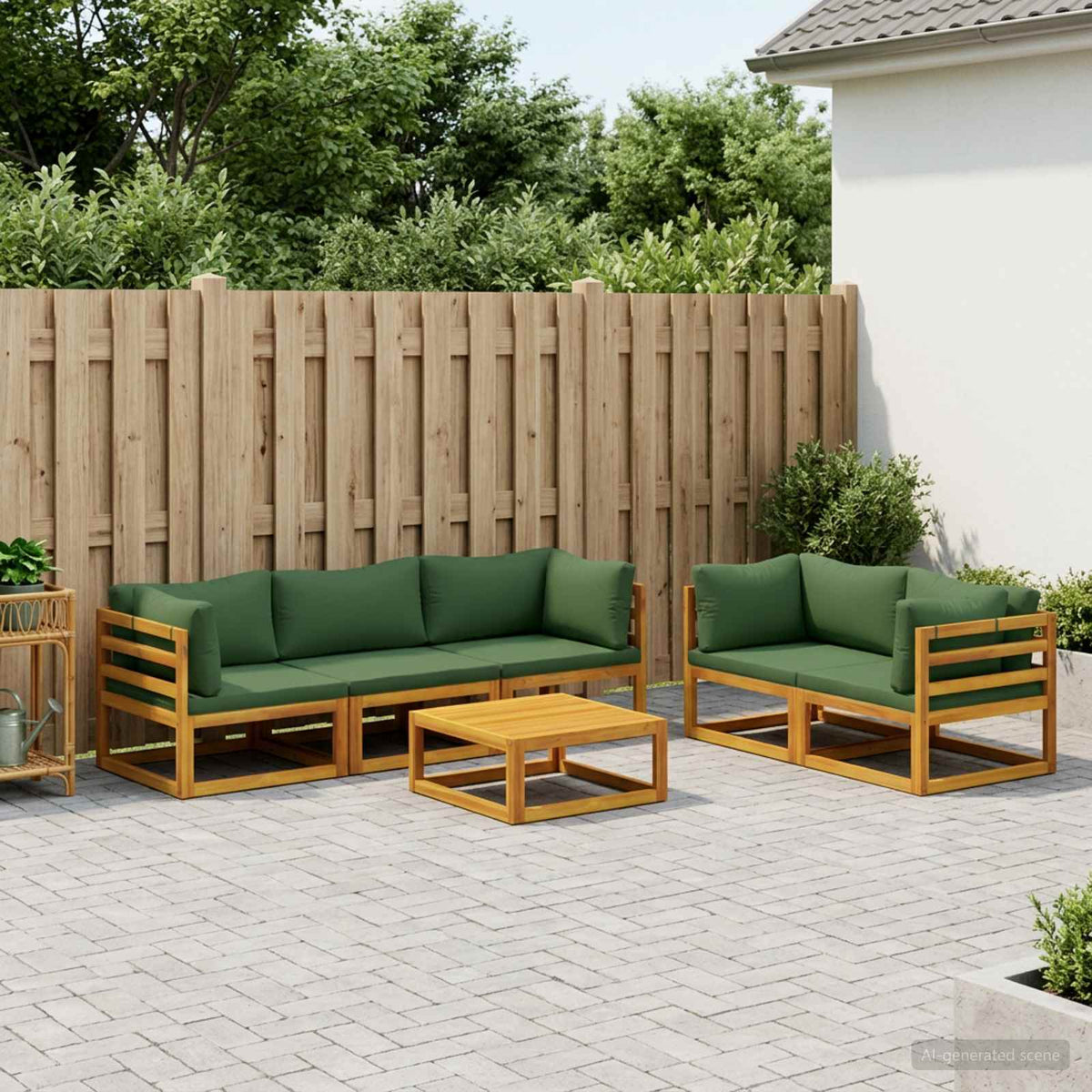Sofa Sæt 6 stk. Naturfarvet Massivt Akacietræ