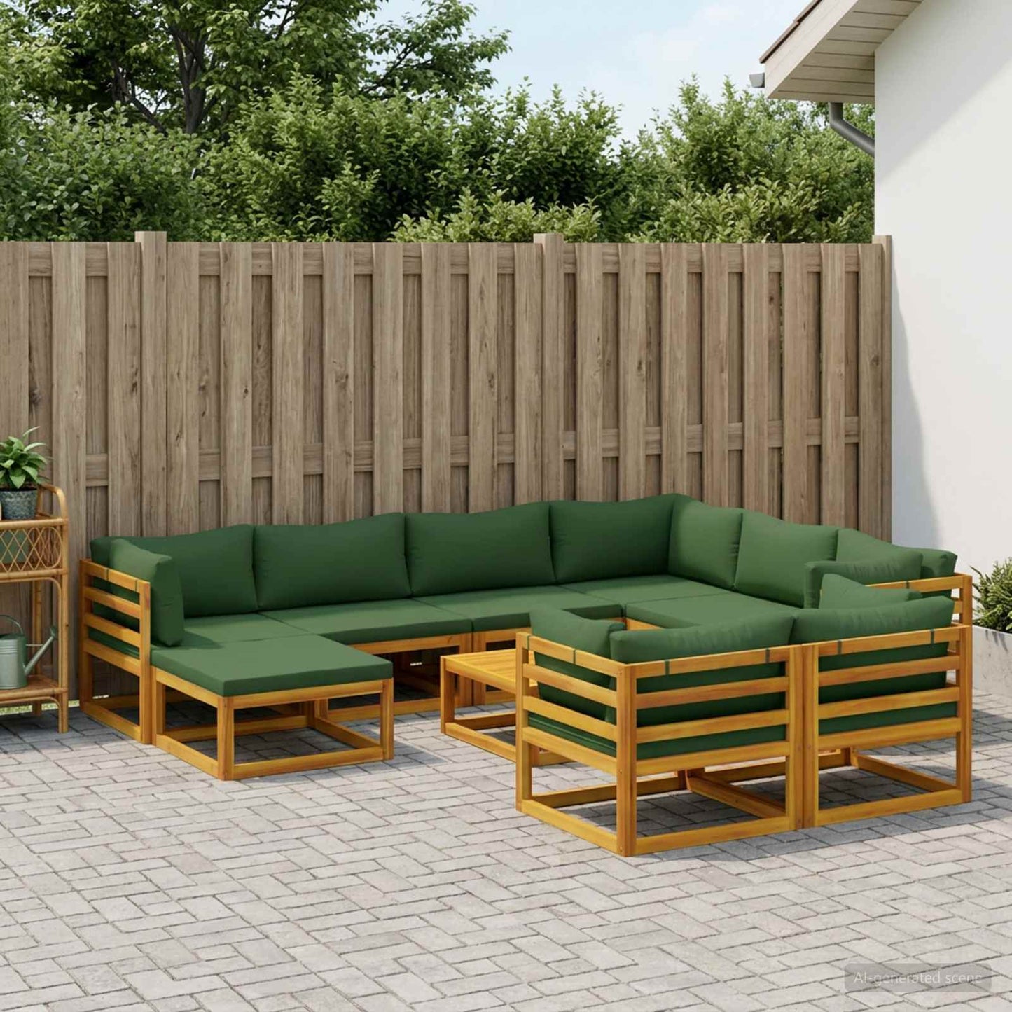 Sofa Sæt 10 stk. Naturfarvet Massivt Akacietræ