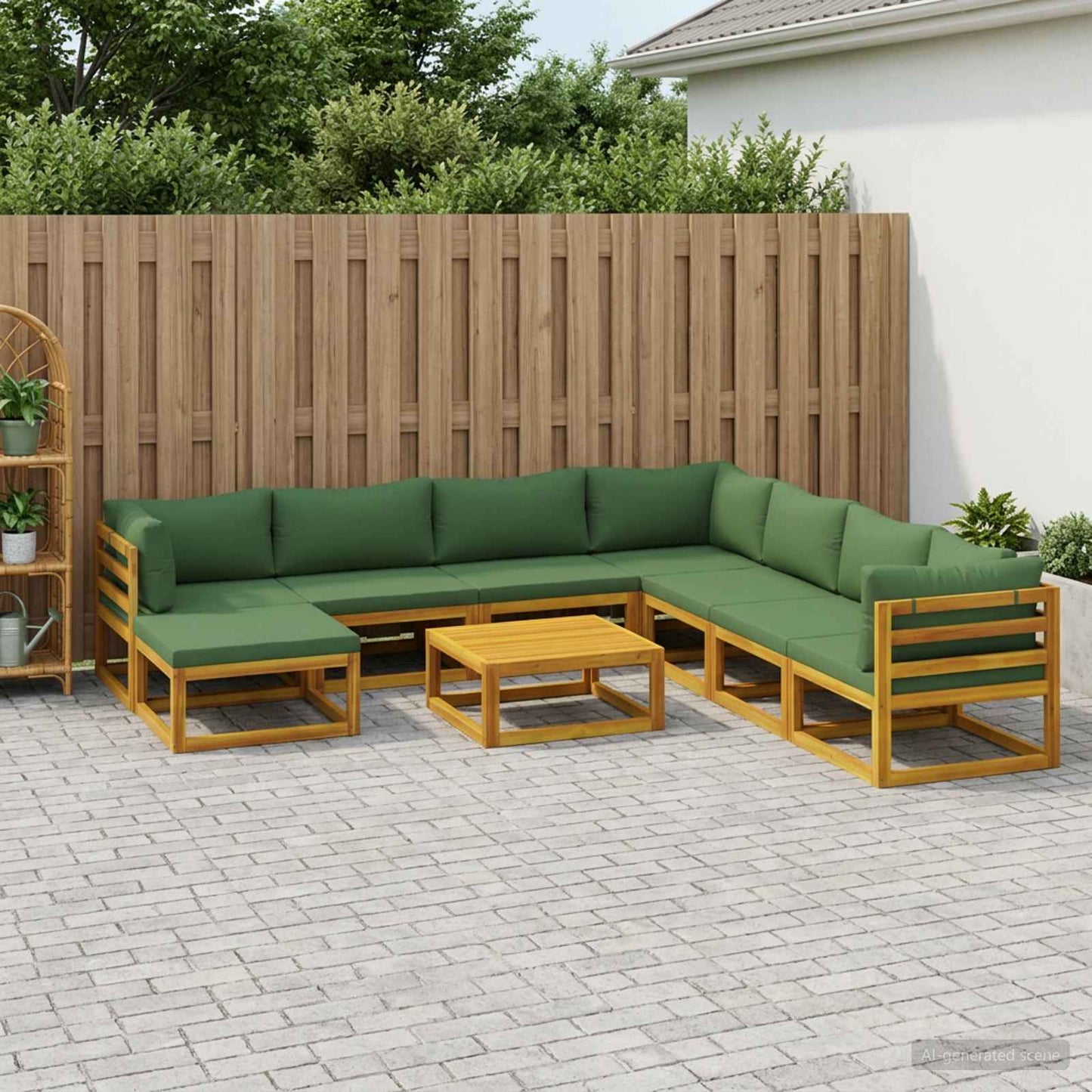 Sofa Sæt 9 stk. Naturfarvet Massivt Akacietræ