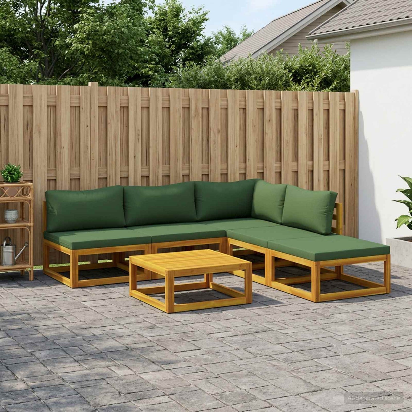 Sofa Sæt 6 stk. Naturfarvet Massivt Akacietræ