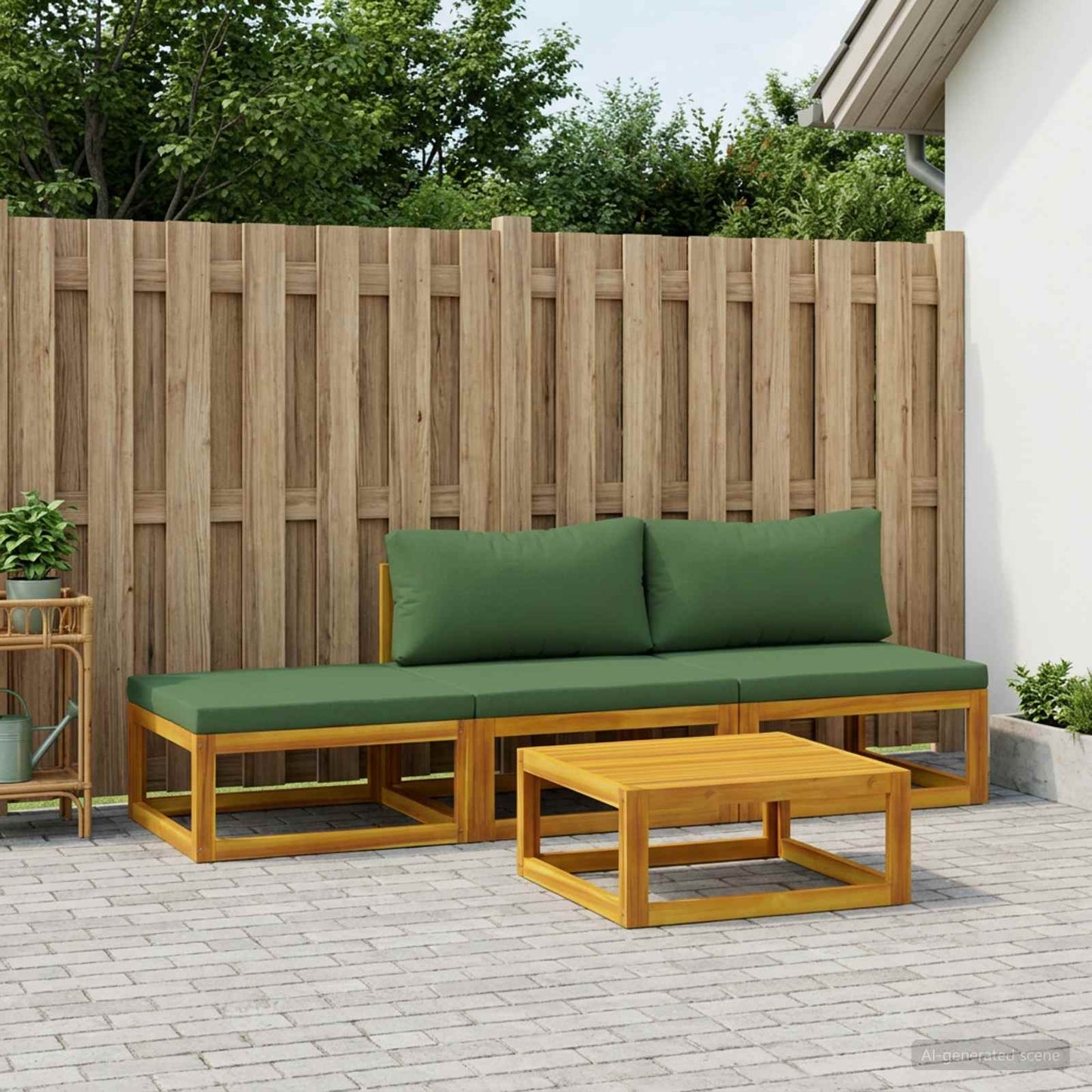 Sofa Sæt 4 stk. Naturfarvet Massivt Akacietræ
