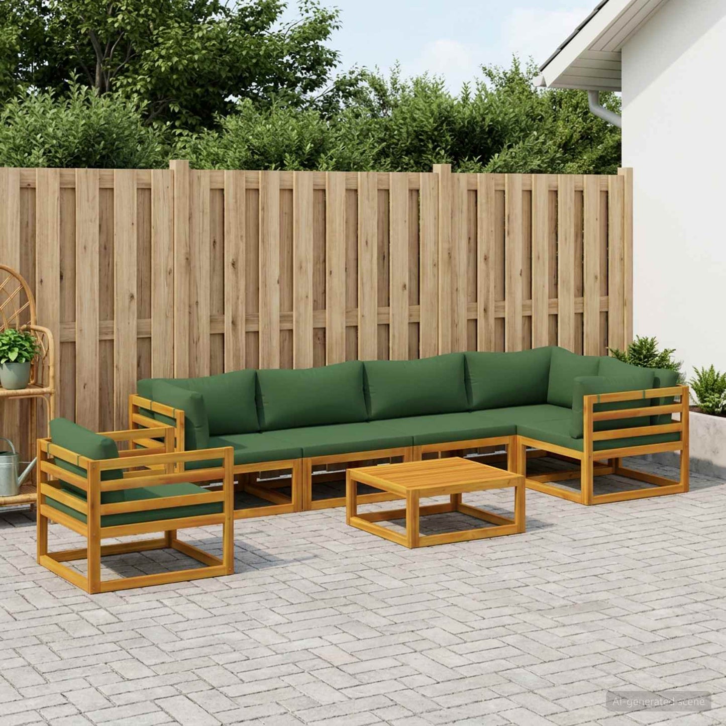 Sofa Sæt 7 stk. Naturfarvet Massivt Akacietræ
