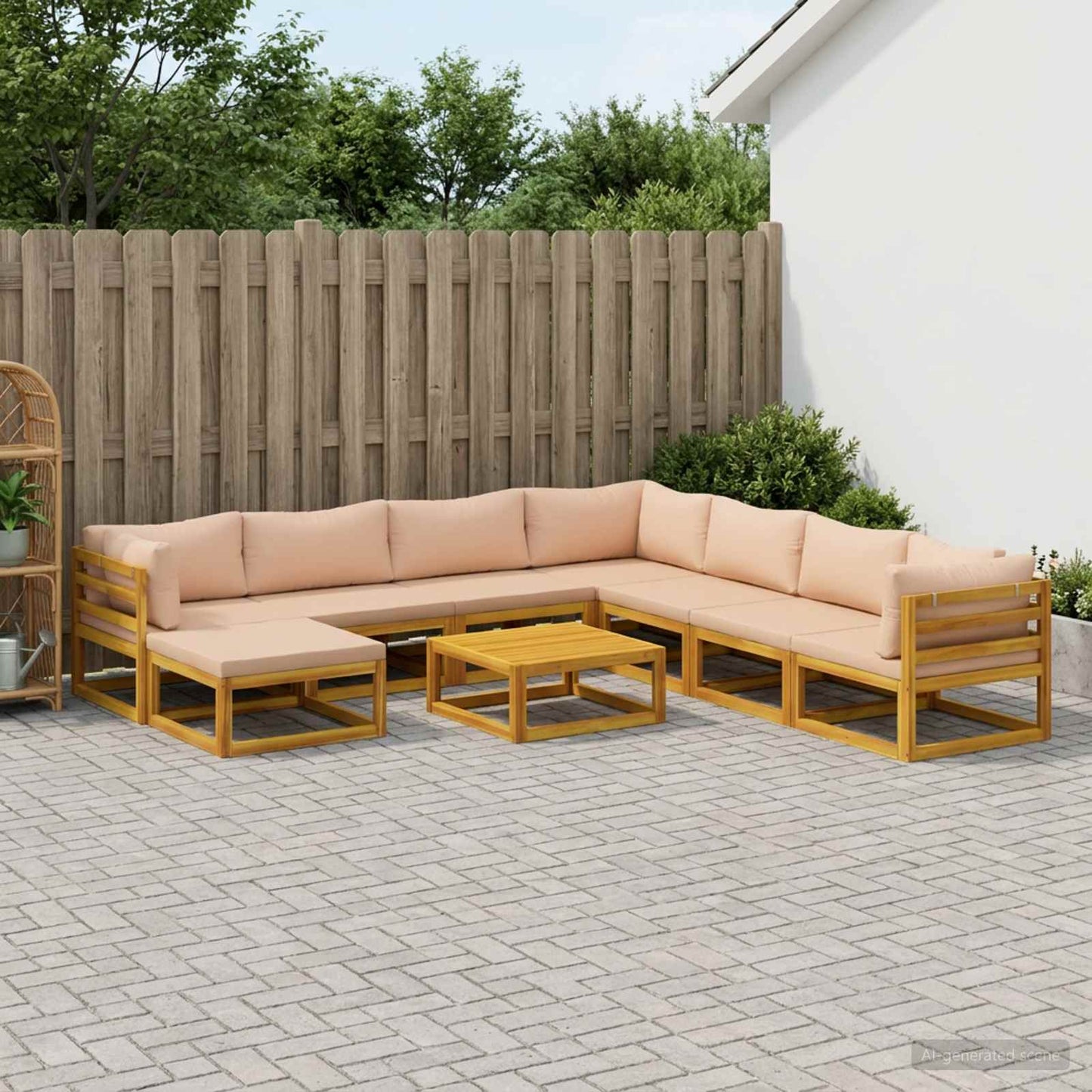 Sofa Sæt 9 stk. Naturfarvet Massivt Akacietræ