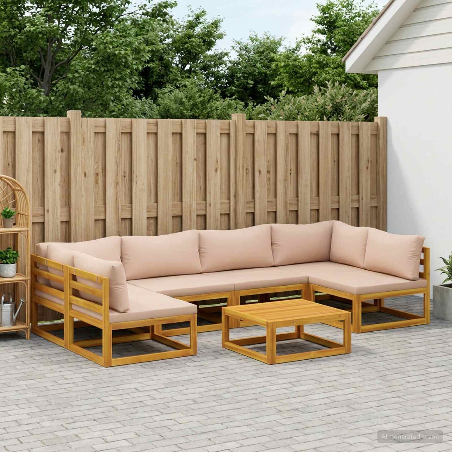 Sofa Sæt 7 stk. Naturfarvet Massivt Akacietræ