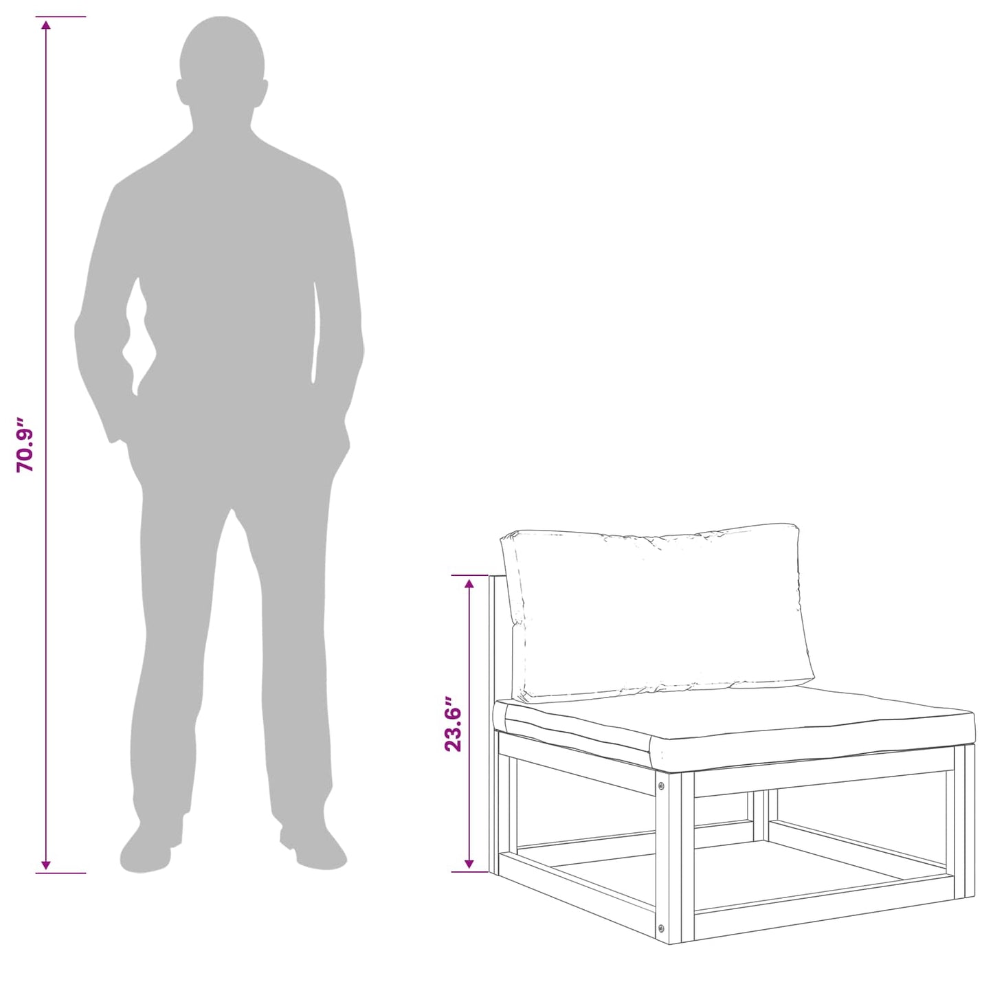 Sofa Sæt 6 stk. Naturfarvet Massivt Akacietræ