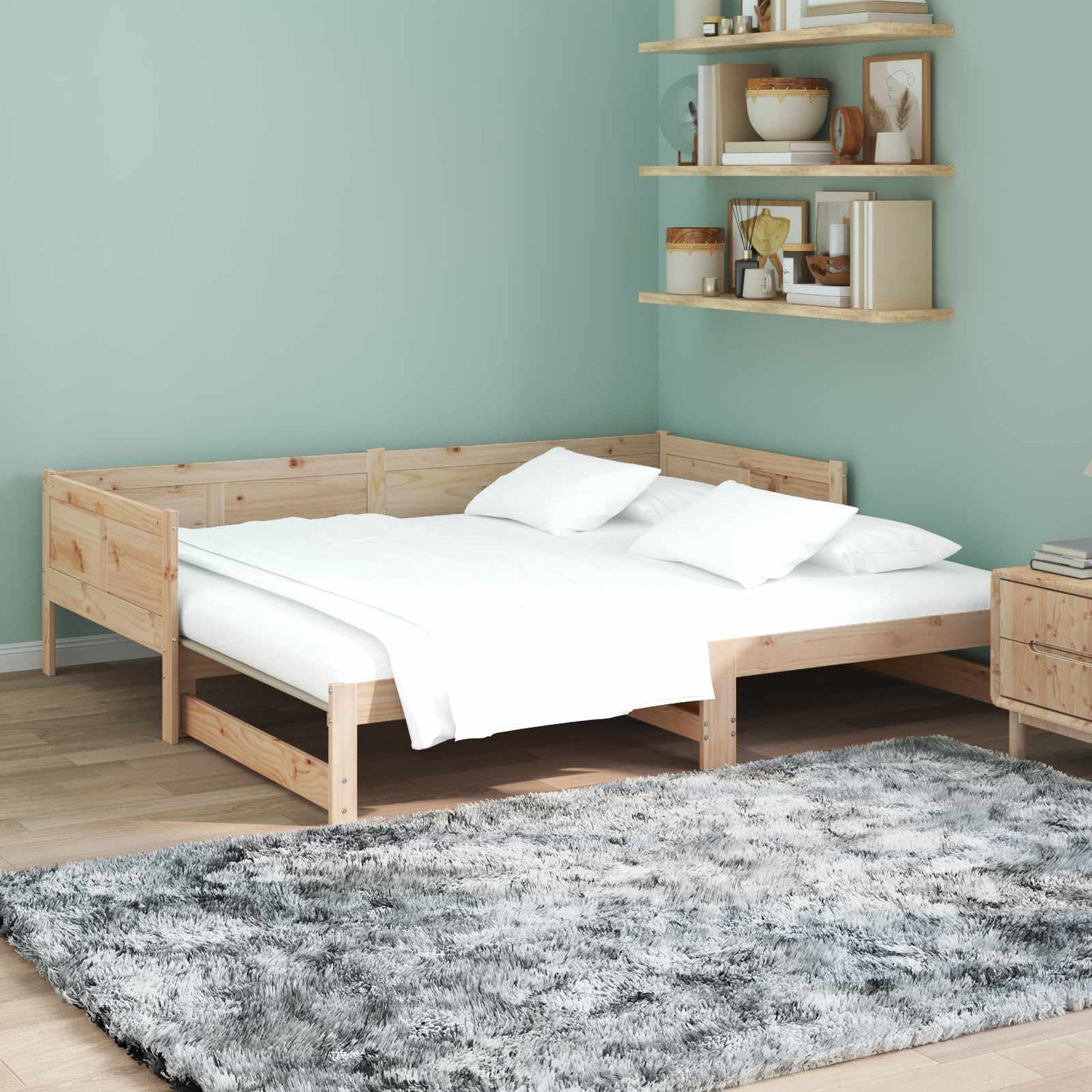 Utrækkelig Dag-seng Naturfarvet 180 x 200 cm Massiv fyrretræ