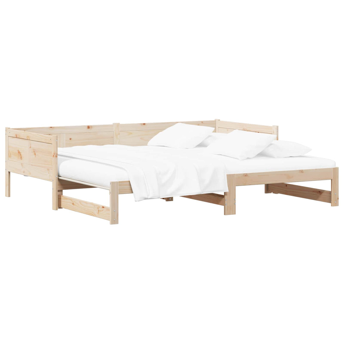 Utrækkelig Dag-seng Naturfarvet 180 x 200 cm Massiv fyrretræ
