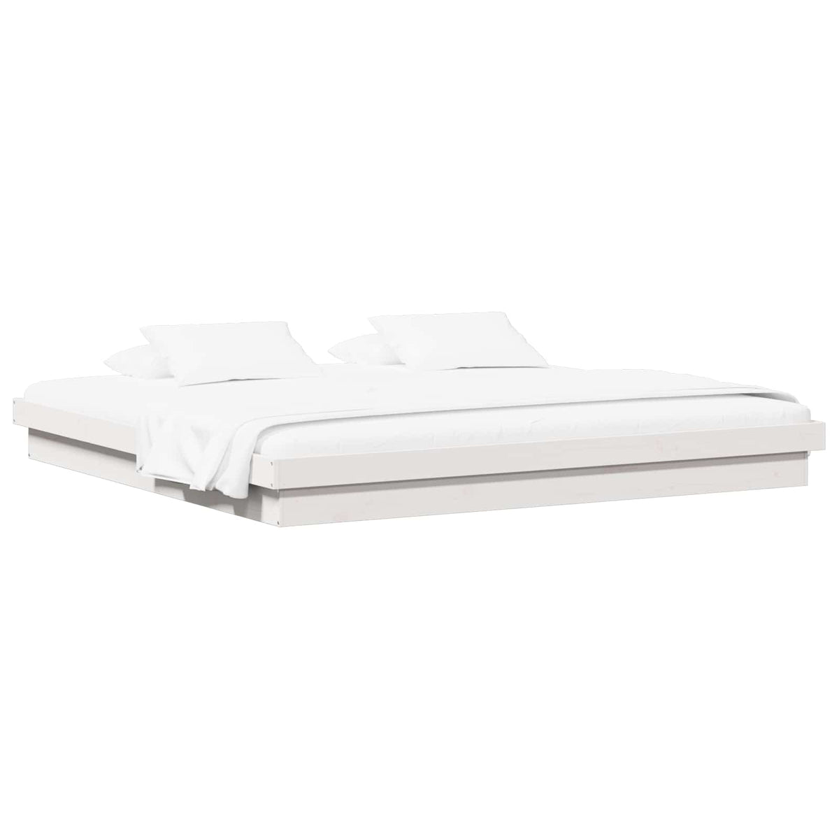 Sengestel Hvid 200 x 200 cm Massiv fyrretræ