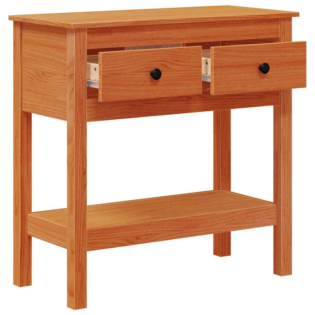 Konsolbord med skuffe Voks brun 75 x 35 x 75 cm Solid Fyrretræ