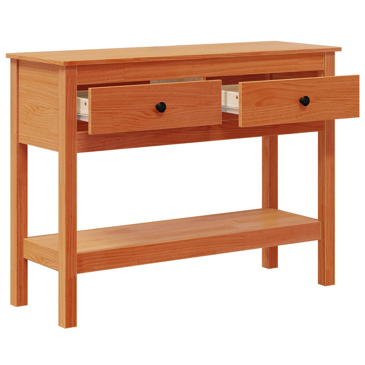 Konsolbord med skuffe Voks brun 100 x 35 x 75 cm Solid Fyrretræ