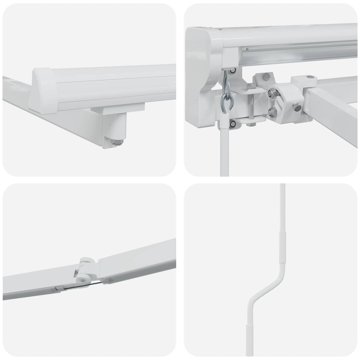 Manuel markise-ramme med LED-lys Hvid 3 x 2 m Aluminium