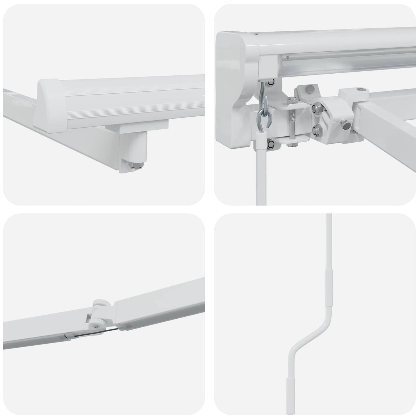 Manuel markise-ramme med LED-lys Hvid 3,5 x 2 m Aluminium