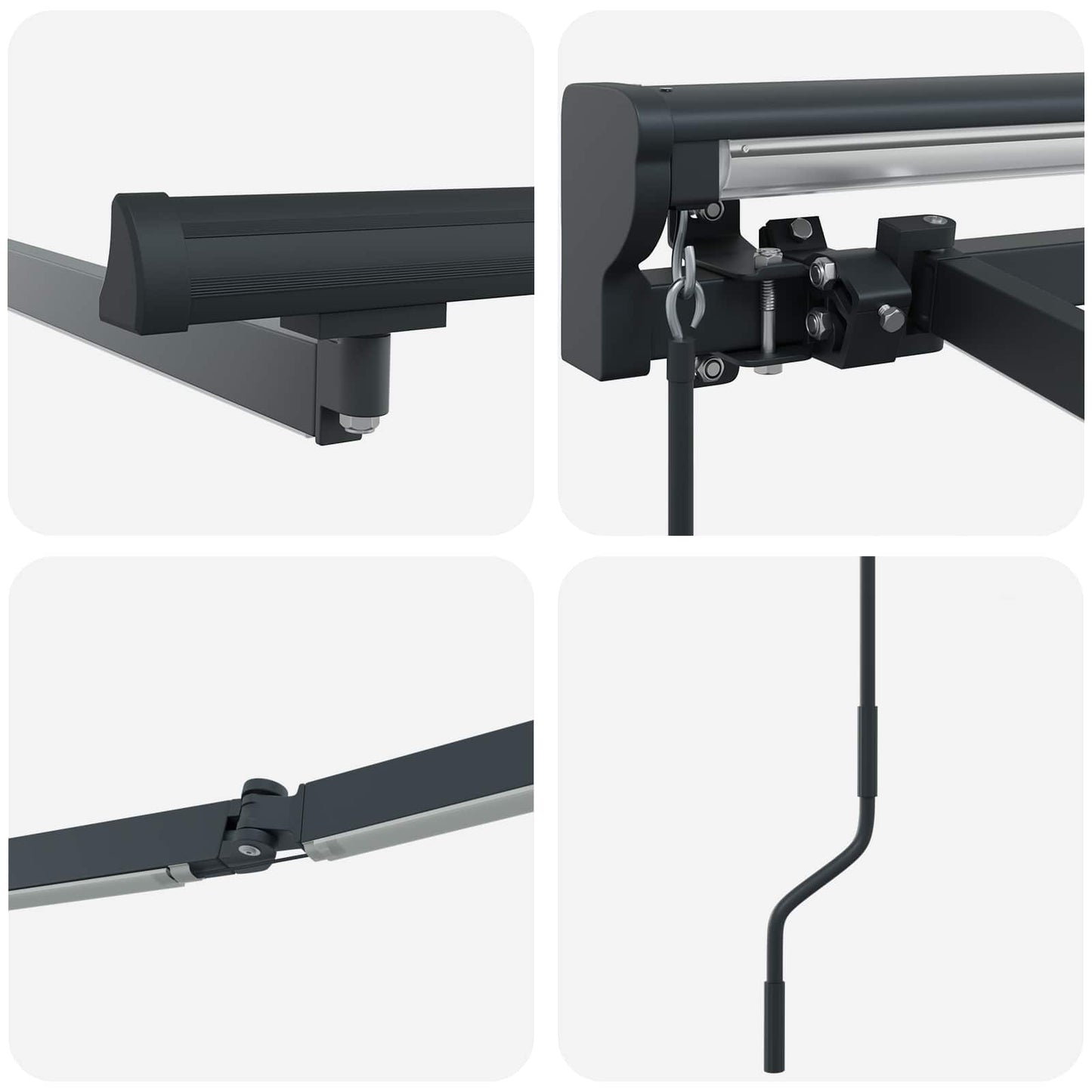 Manuel markise-ramme med LED-lys Antracit 4 x 2 m Aluminium