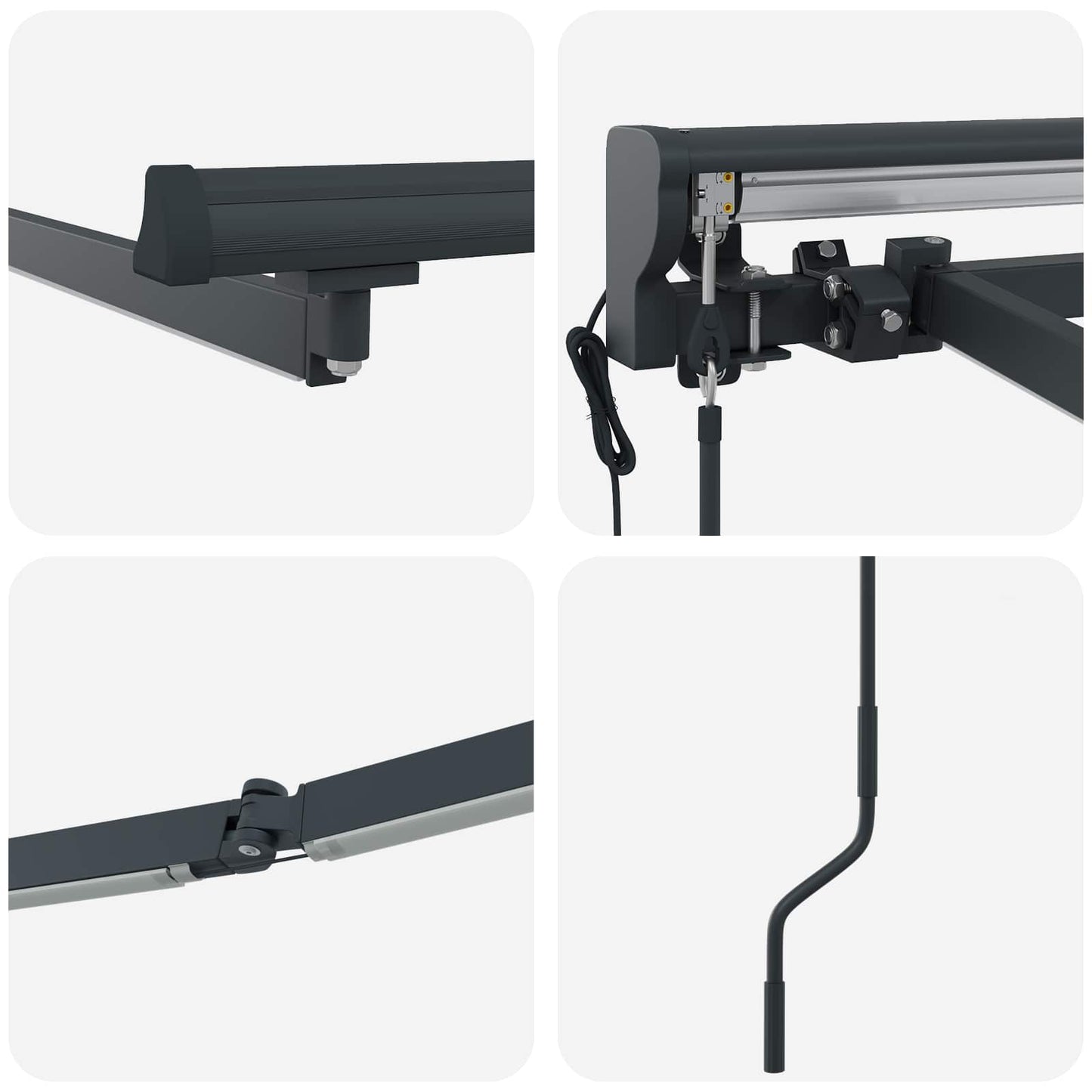 Elektrisk Markisedugramme med LED Antracit 3 x 2,5 m Aluminium