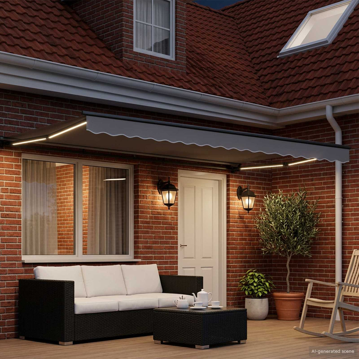 Elektrisk Markisedugramme med LED Antracit 5 x 3 m Aluminium