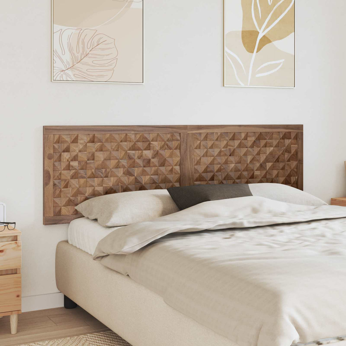 Senge Hovedgærde Naturfarvet Massiv Teaktræ