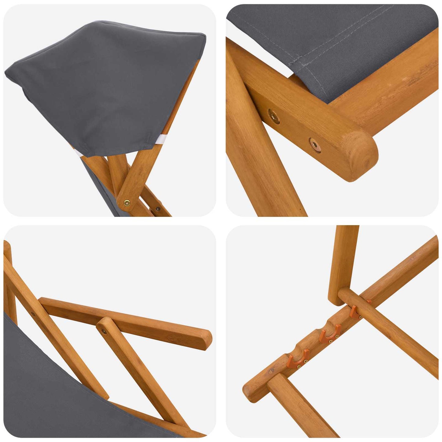 Havestol 3 position Massiv Eucalyptus Træ Grå