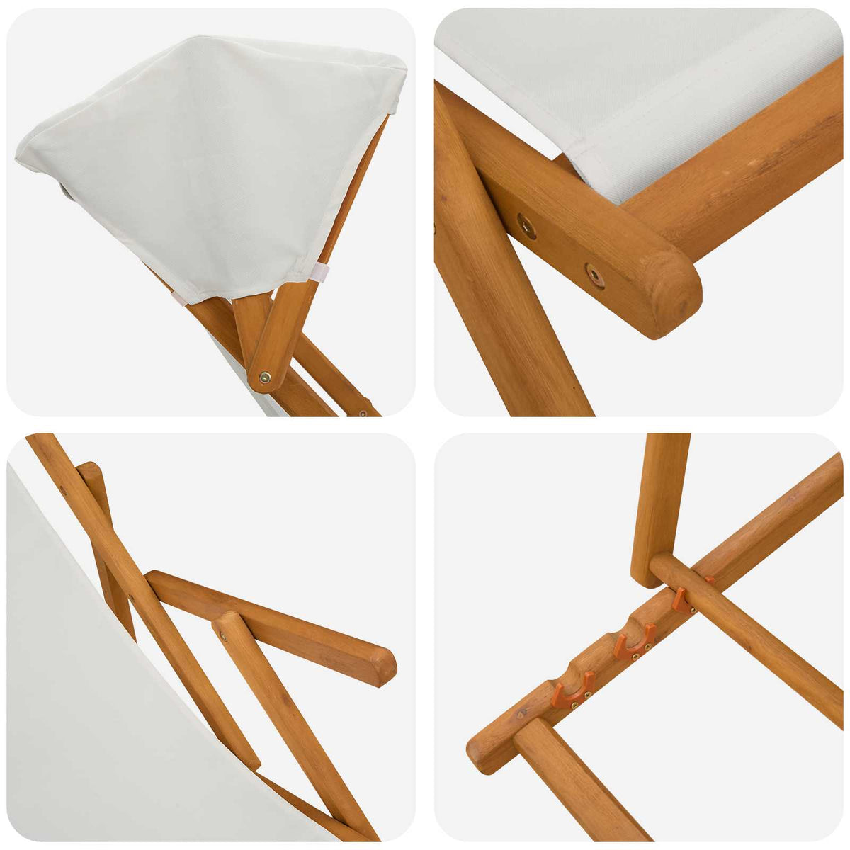 Havestol 3 position Massiv Eucalyptus Træ Cremefarvet