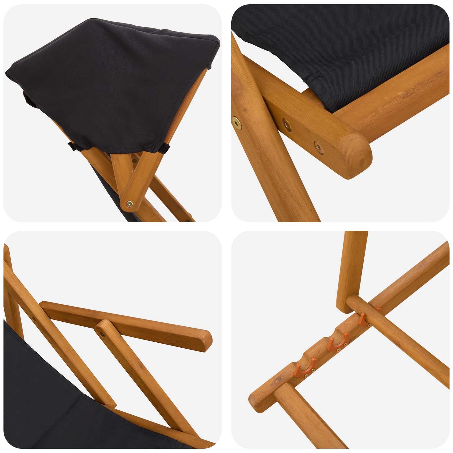 Havestol 3 position Massiv Eucalyptus Træ Sort