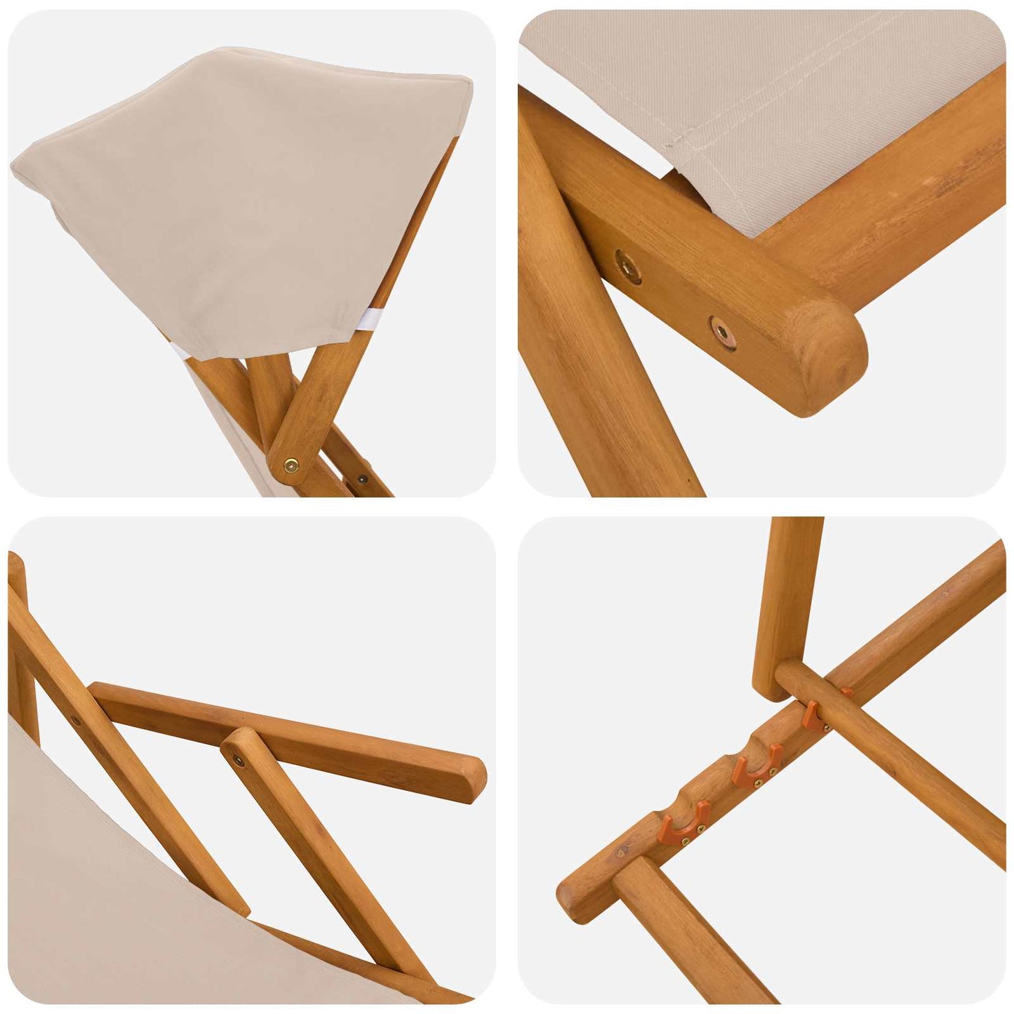 Havestol 3 position Massiv Eucalyptus Træ Beige