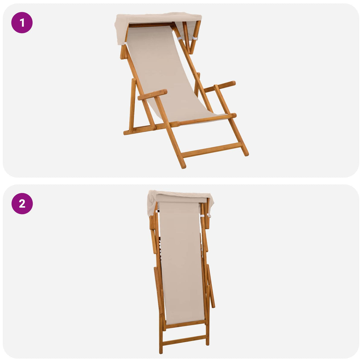 Havestol 3 position Massiv Eucalyptus Træ Beige