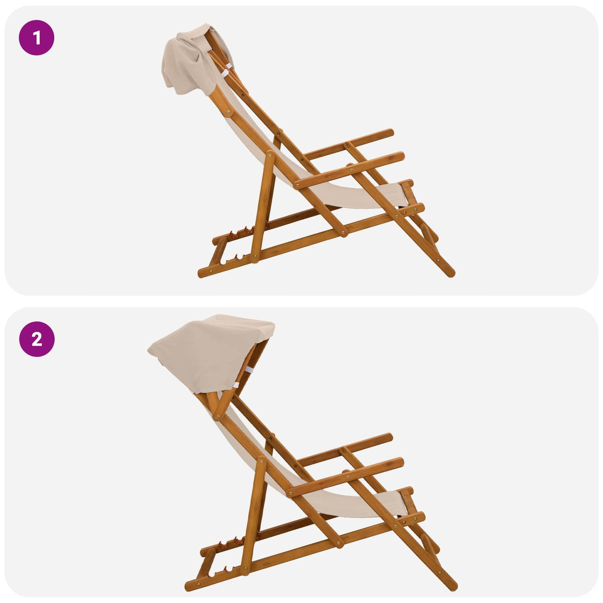 Havestol 3 position Massiv Eucalyptus Træ Beige